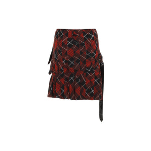 JEAN PAUL GAULTIER Distorted Tartan Pleated Mini Skirt