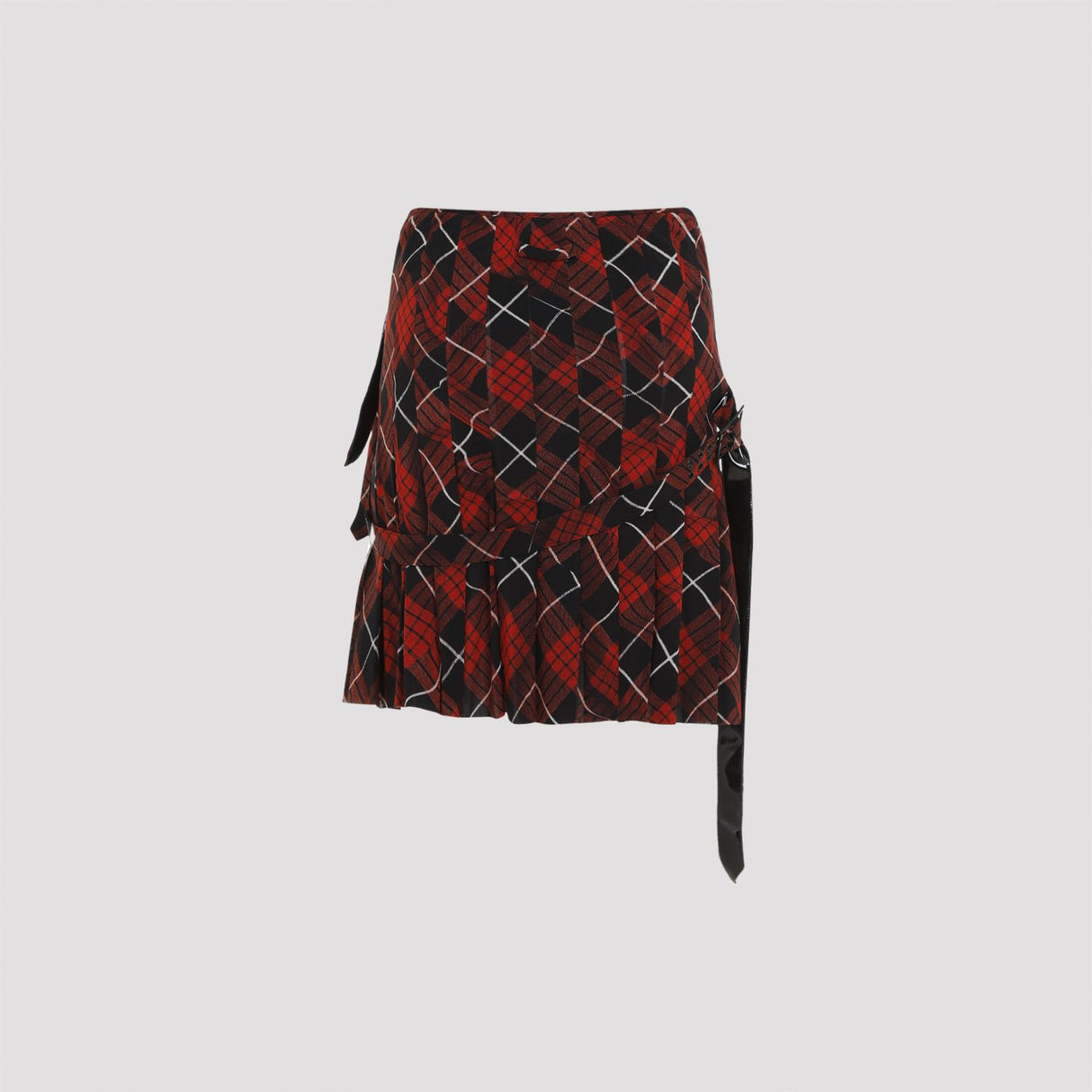 JEAN PAUL GAULTIER Distorted Tartan Pleated Mini Skirt