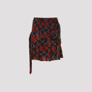 JEAN PAUL GAULTIER Distorted Tartan Pleated Mini Skirt