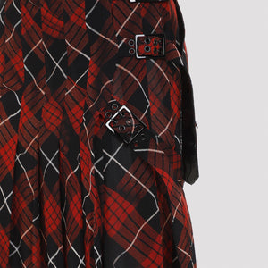 JEAN PAUL GAULTIER Distorted Tartan Pleated Mini Skirt