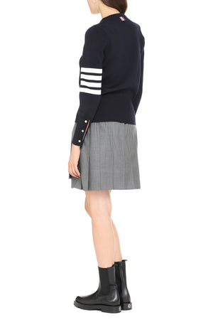 THOM BROWNE Navy Blue Wool Crew-Neck Sweater for Women