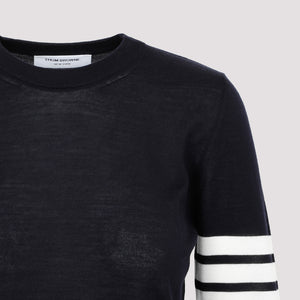 THOM BROWNE Relaxed Fit Wool Sweater - Grey