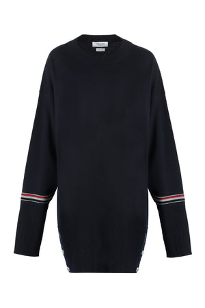 THOM BROWNE Navy Blue Striped Wool Sweater for Women - FW23 Collection