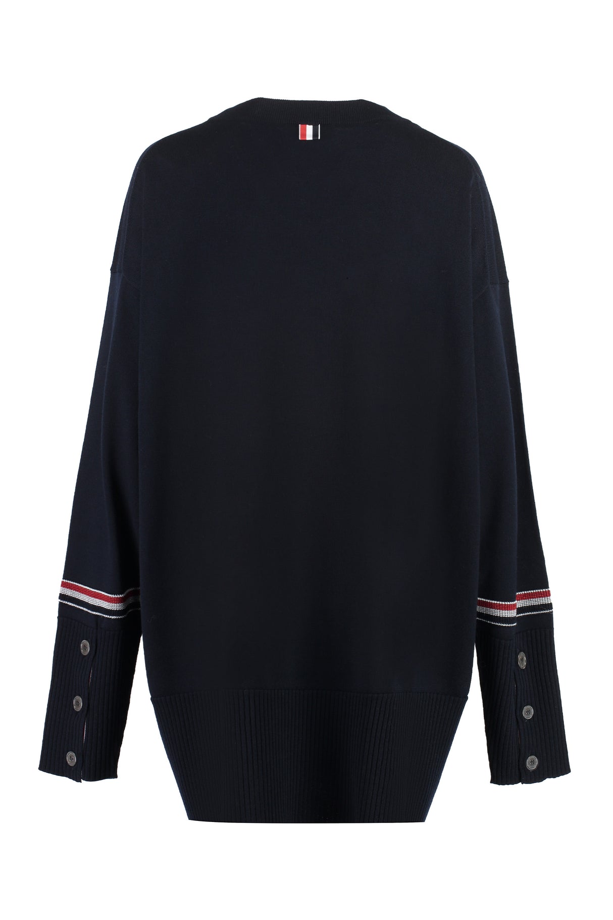 THOM BROWNE Navy Blue Striped Wool Sweater for Women - FW23 Collection