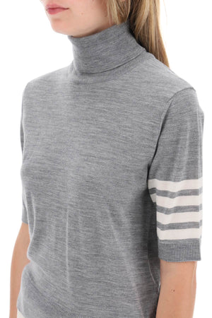 THOM BROWNE Turtleneck Top with 4-Bar Motif - Regular Fit