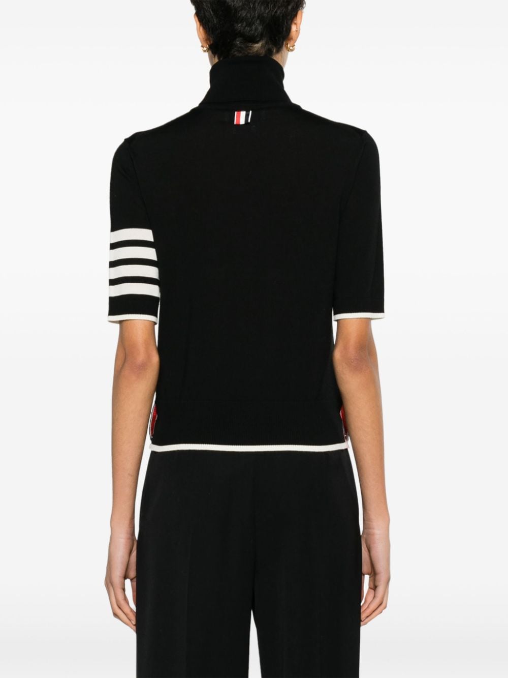 THOM BROWNE Elegant Striped Wool Turtleneck Top