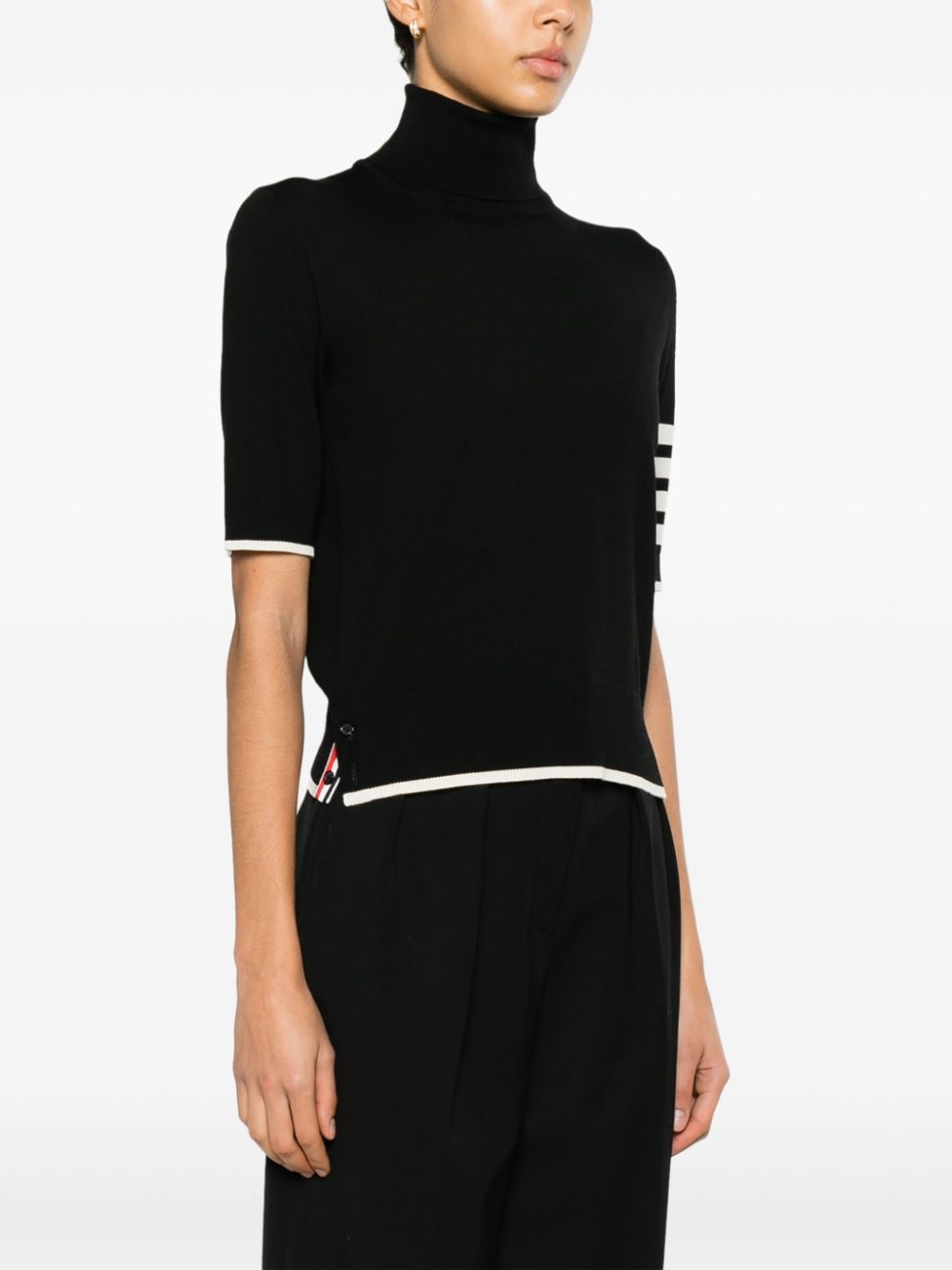 THOM BROWNE Elegant Striped Wool Turtleneck Top