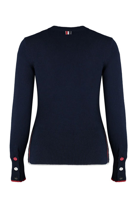 THOM BROWNE Elegant Tri-Color Crew Neck Sweater