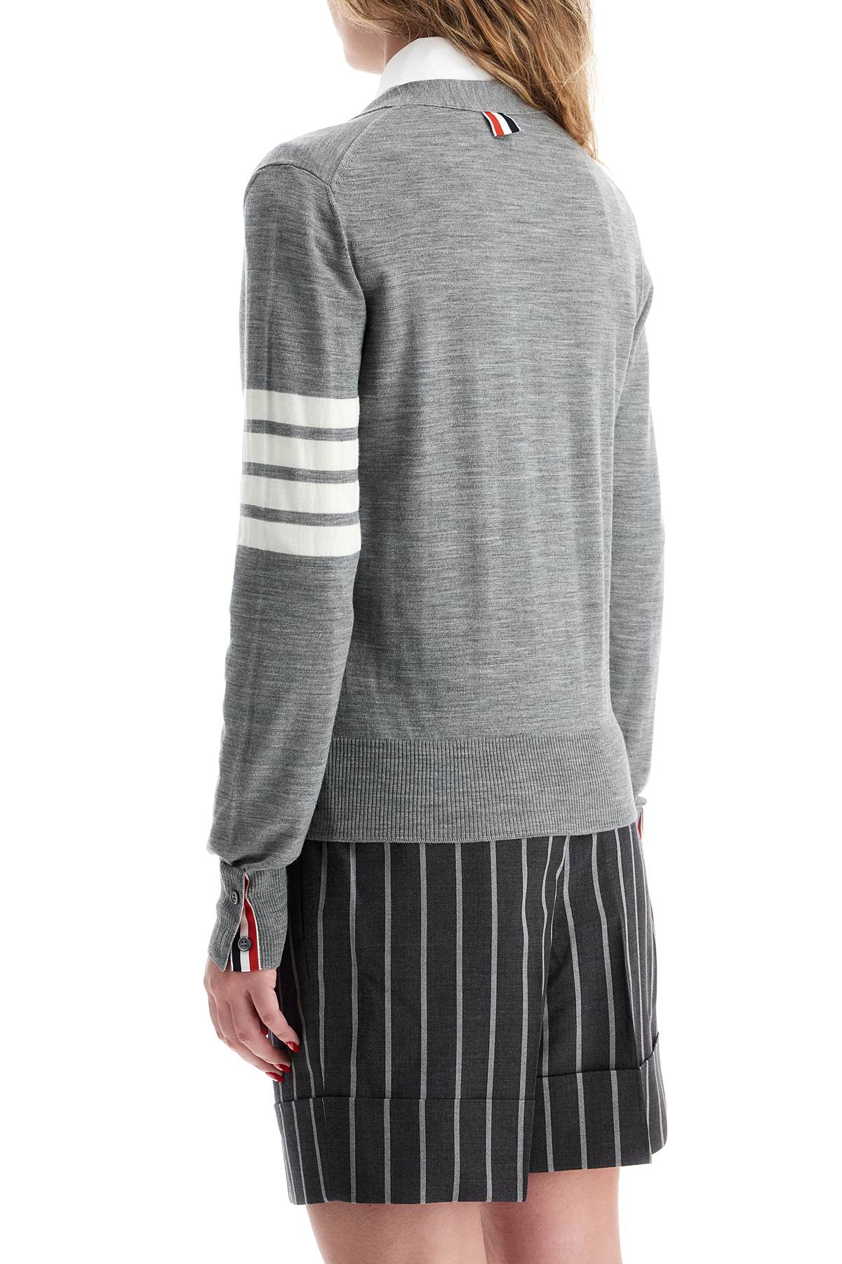 THOM BROWNE Blue Relaxed Fit V-Neck Cardigan for Women