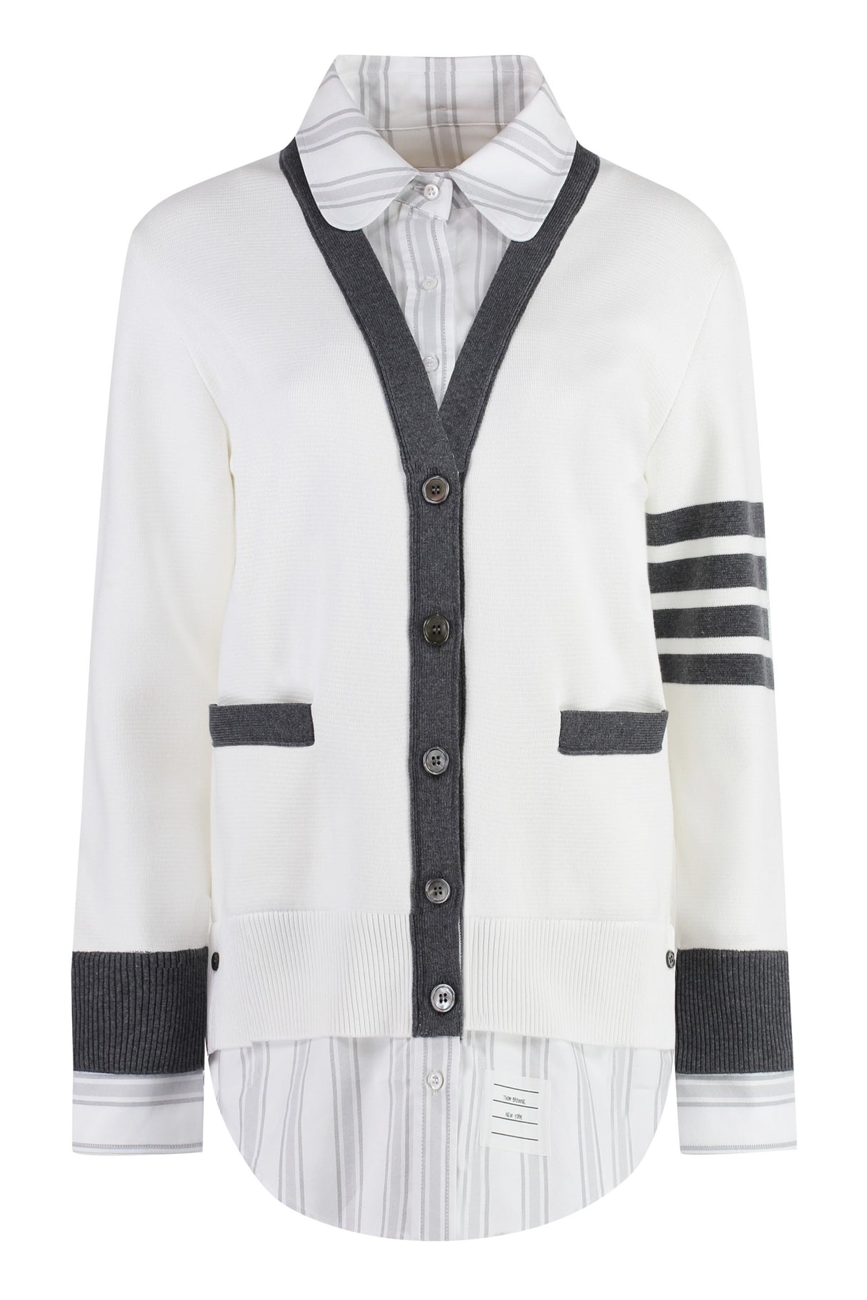 THOM BROWNE Elegant Tricolor Knit Cardigan