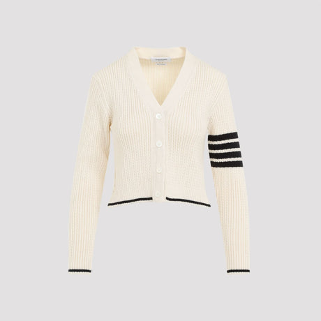 THOM BROWNE BABY CABLE CROPPED V-NECK CARDIGAN