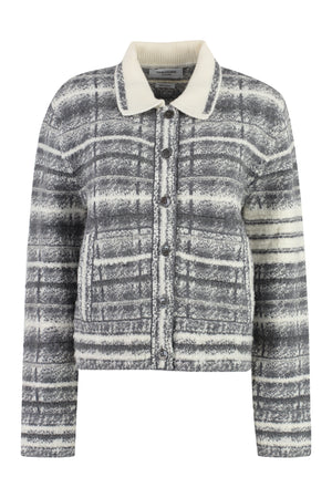 THOM BROWNE Checkered Design Wood Jacket for Women - Grey