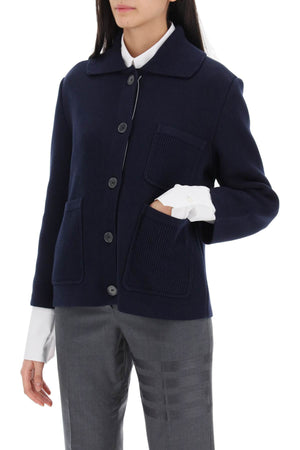 THOM BROWNE RWB Stripe Knit Jacket for Women in Blue - SS24 Collection