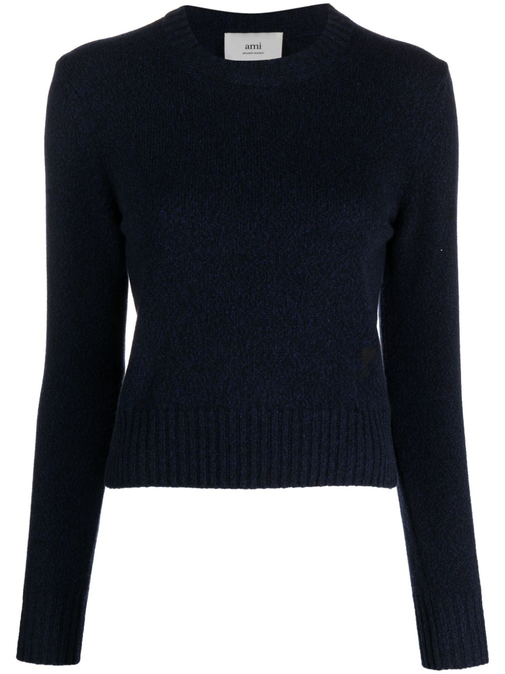 AMI PARIS Cozy Blue Knit Sweater with Signature Monogram Design