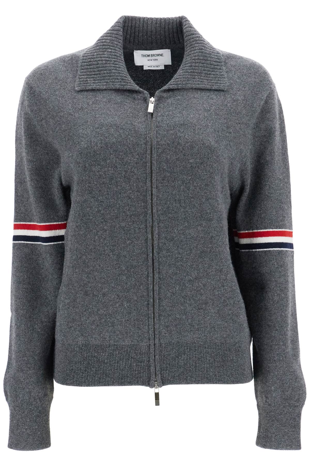 THOM BROWNE Luxurious Cashmere Zip Cardigan