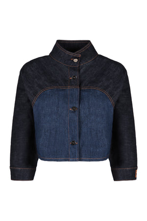 FENDI Chic Contrast Logo Denim Jacket