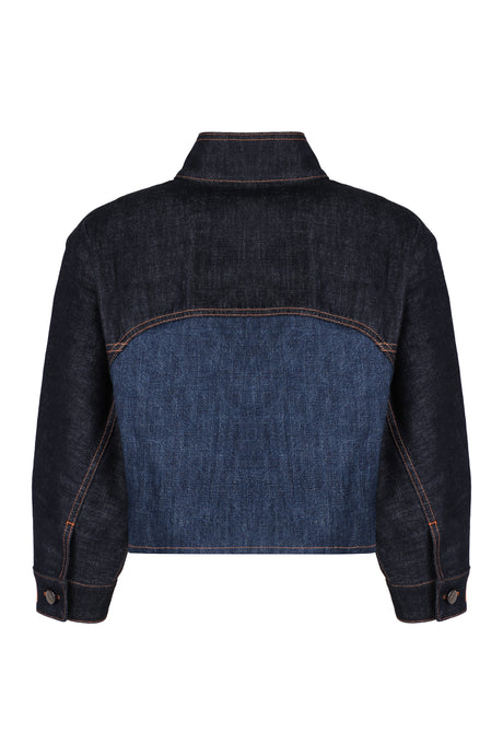 FENDI Chic Contrast Logo Denim Jacket