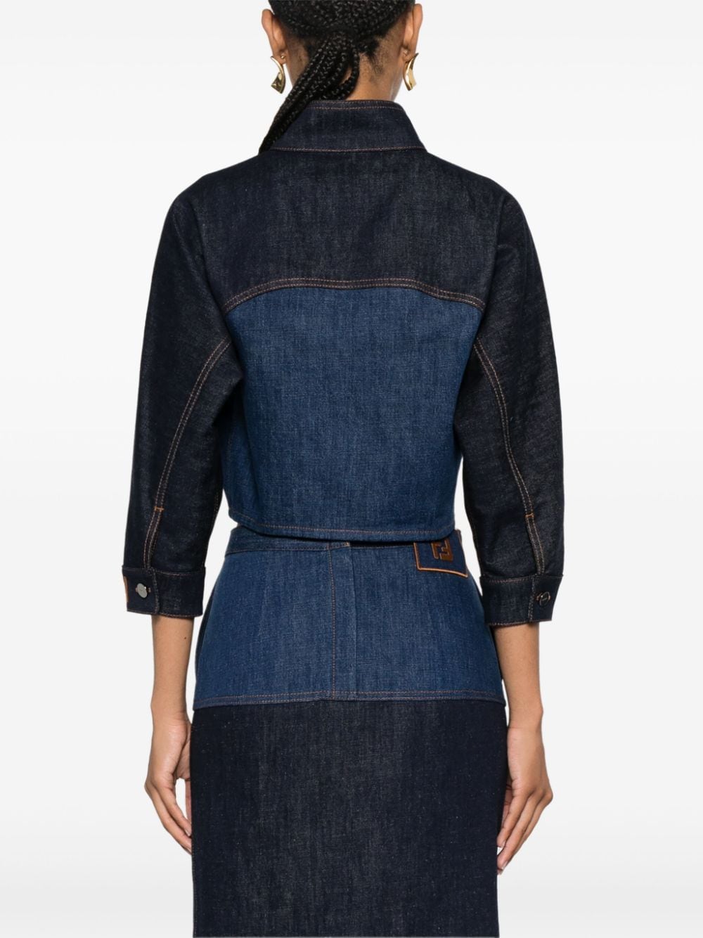 FENDI Two-Tone Cropped Denim Jacket for Women