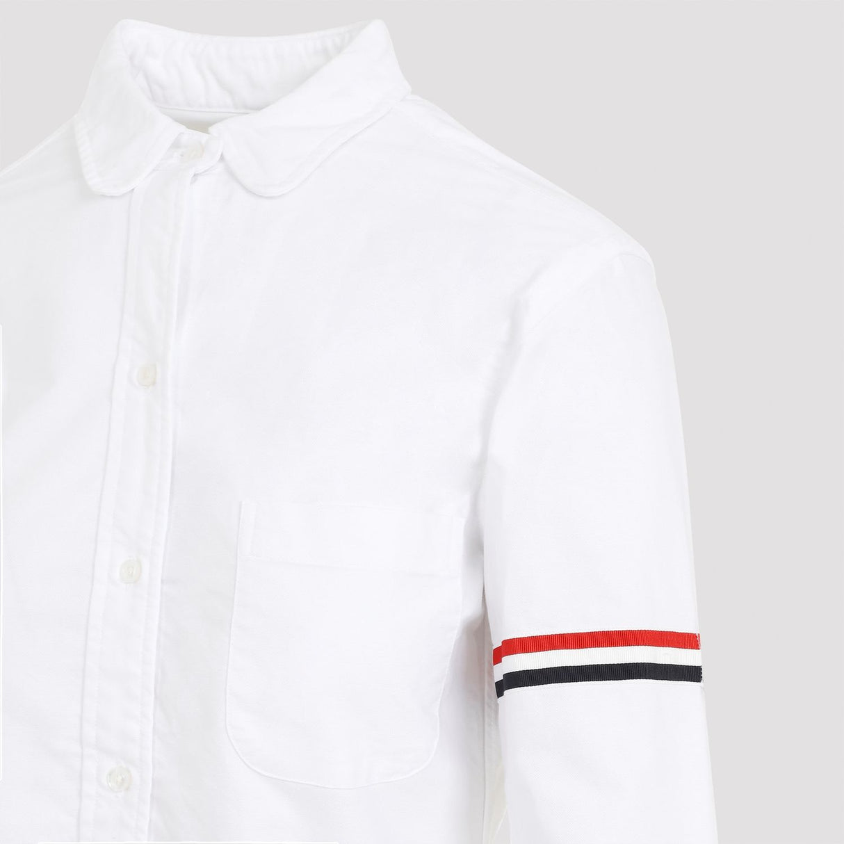 THOM BROWNE Classic Round Collar Shirt for Women - Fall/Winter 2024