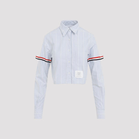 THOM BROWNE Chic Navy Cropped Cotton Shirt