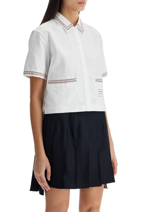 THOM BROWNE Cropped Ruffled Oxford Shirt for Women