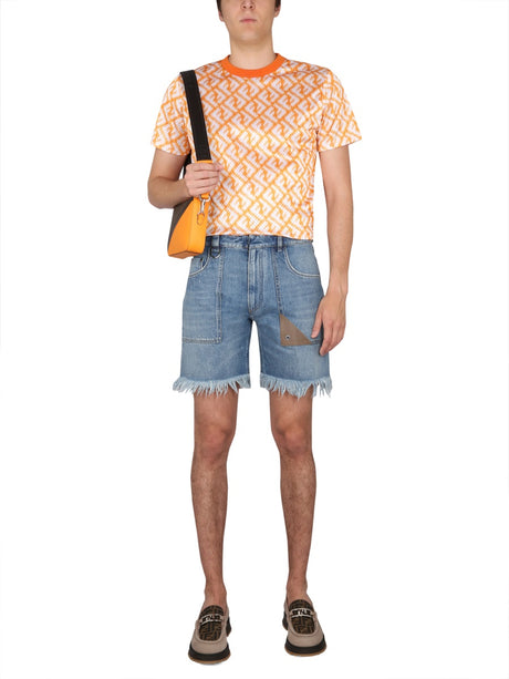 FENDI Men's Denim Bermuda Shorts - Five Pocket Style