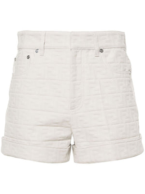 FENDI White Cotton Jacquard Shorts for Women - SS24