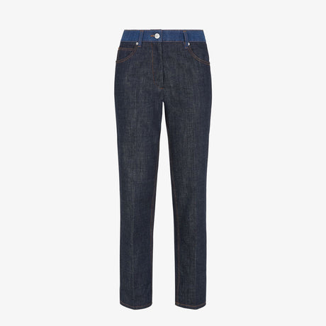 FENDI Chic Two-Tone Denim Jean Pants with Logo Buttons