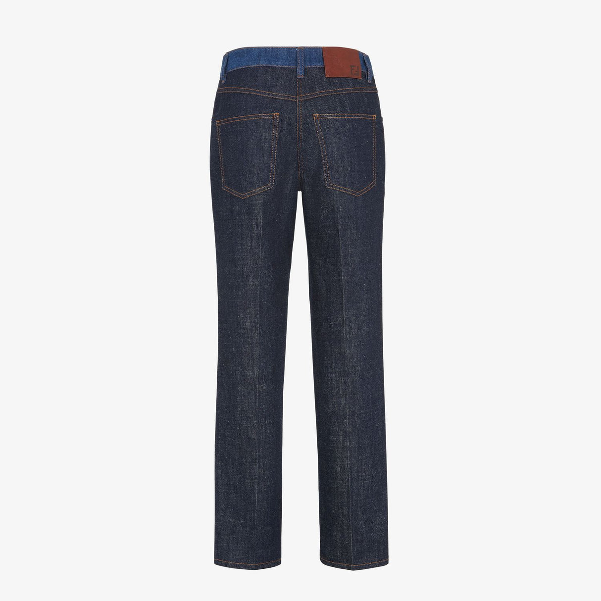 FENDI Chic Two-Tone Denim Jean Pants with Logo Buttons