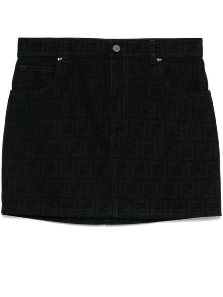 FENDI Chic Women's Black Denim Mini Skirt