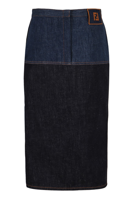 FENDI Two-Tone Denim Skirt with Stylish Opening