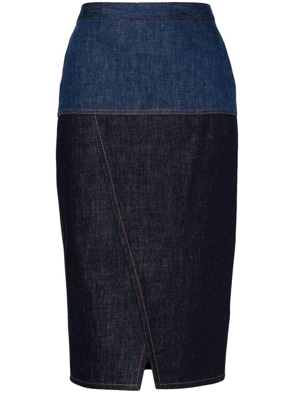 FENDI Two-Tone Denim Midi Skirt for Women