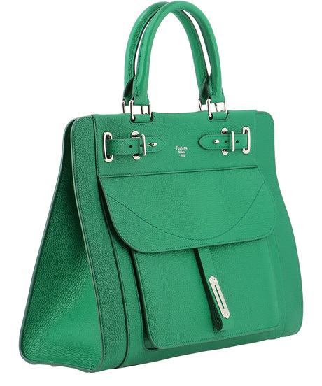 حقيبة يد جلدية خضراء فخمة للنساء