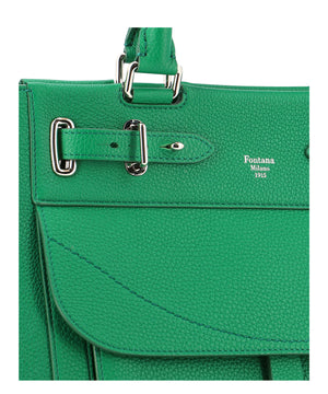 Green Leather Top-Handle Handbag for Women - SS23 Collection