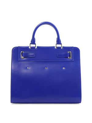 FONTANA MILANO 1915 Blue Leather Handbag for Women with Zipper Closure and Open Pockets