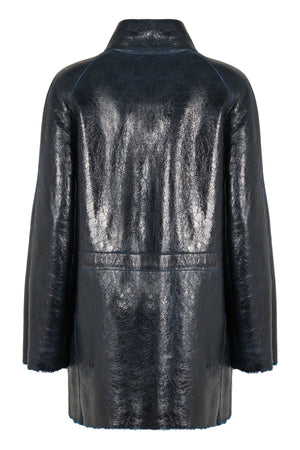 FENDI Luxury Lamb Leather Jacket with Raglan Sleeves