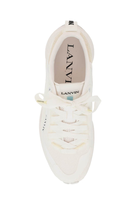 LANVIN Men's White Mesh Sneaker with Embroidered Details