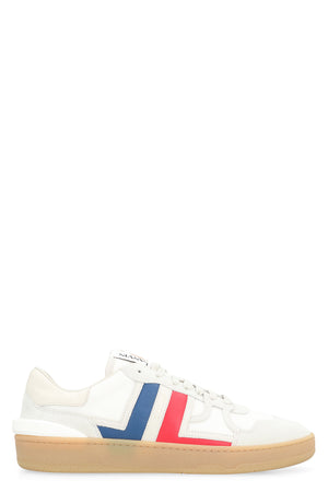 LANVIN Men's White Low-Top Sneaker with Contrasting Suede Inserts