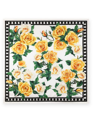 DOLCE & GABBANA Floral Print Scarf - Yellow Rose Design for Women