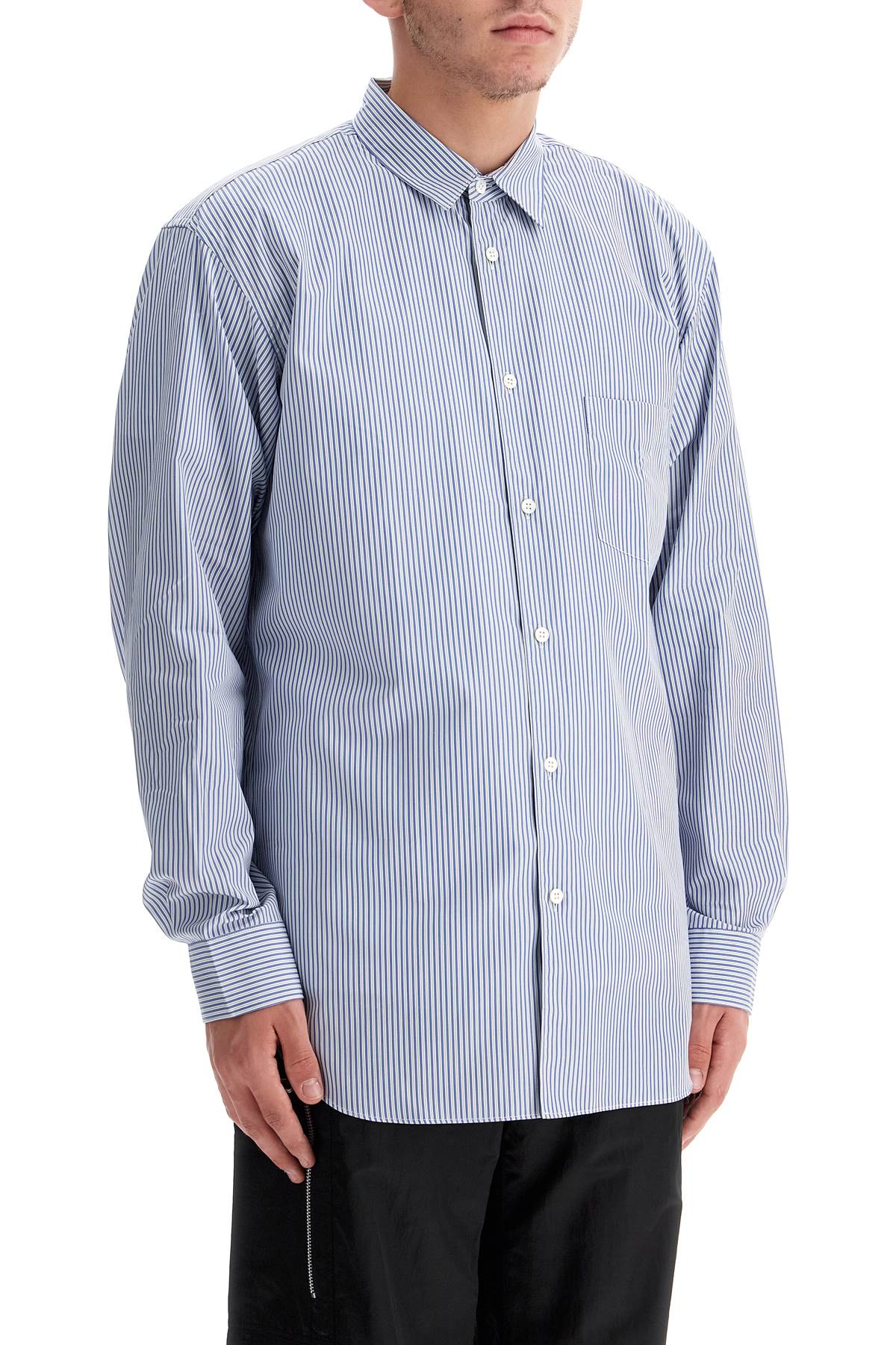 COMME DES GARÇONS SHIRT Men's Strong Will Striped Long Sleeve Shirt - Comfortable Fit, Size L