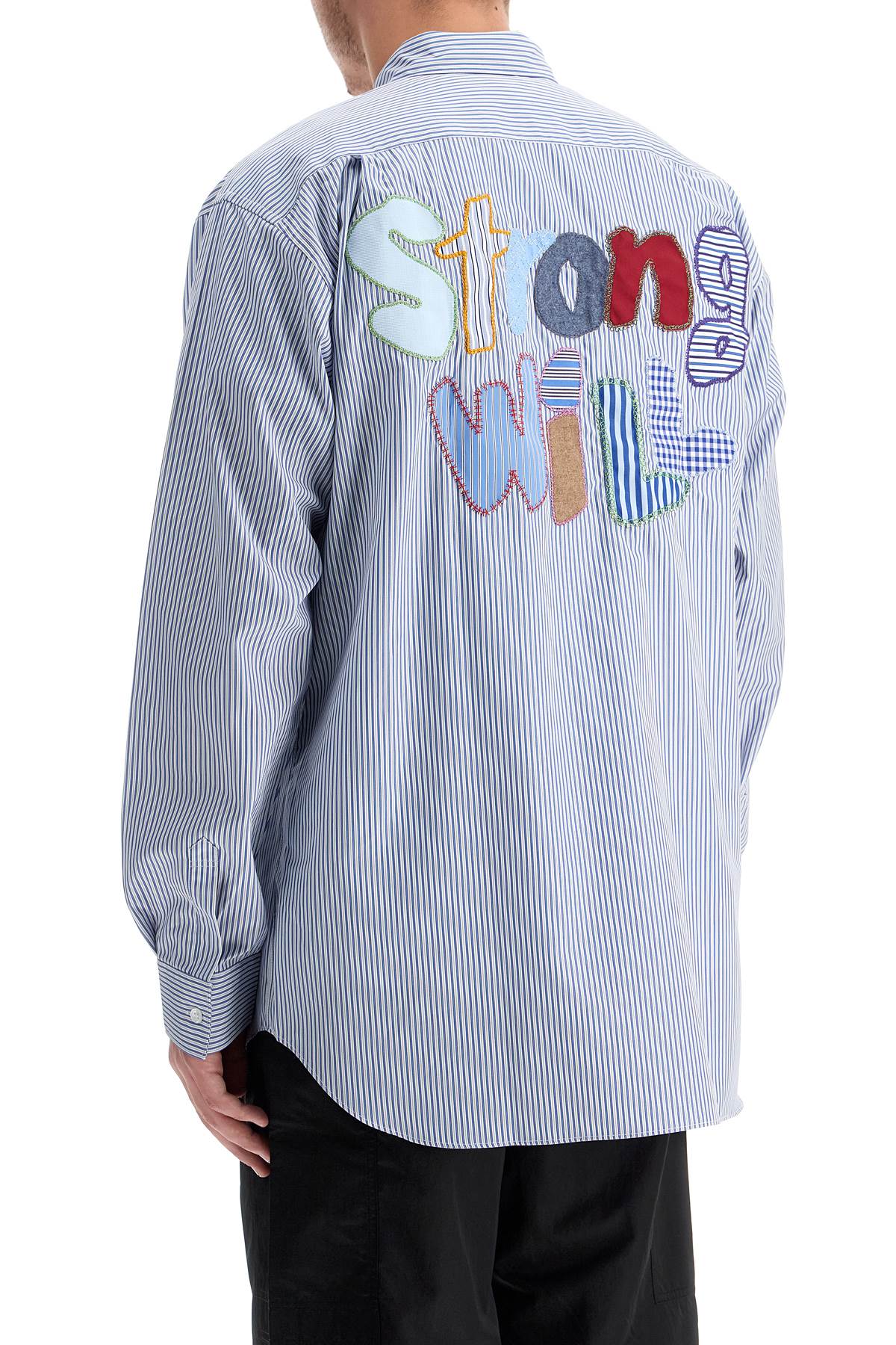 COMME DES GARÇONS SHIRT Men's Strong Will Striped Long Sleeve Shirt - Comfortable Fit, Size L