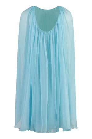 MAX MARA Light Blue Flared Dress with Back Bow Closure - 100% Silk