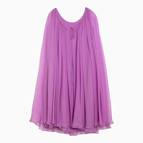 MAX MARA PIANOFORTE Mauve Pleated Silk Chiffon Dress for Women - SS24 Collection