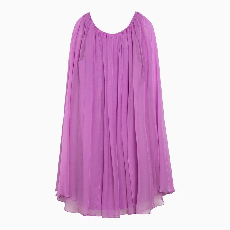 MAX MARA PIANOFORTE Mauve Pleated Silk Chiffon Dress for Women - SS24 Collection