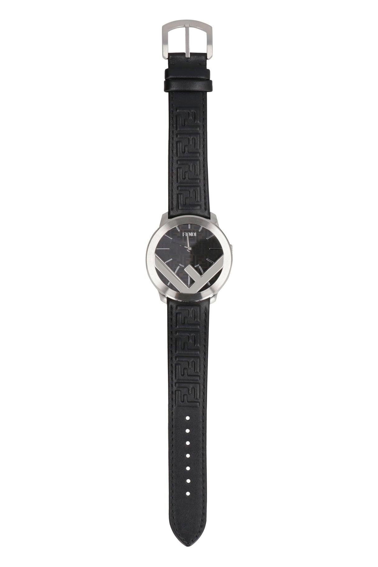 FENDI Sleek Leather Strap Watch for the Modern Gentleman