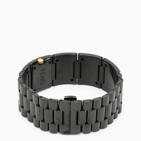 FENDI Black Metal Bracelet Watch with Gold and Stainless Steel Logo for Women