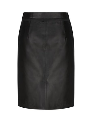 Stylish Black Leather Asymmetrical Skirt with Cut-Out Detail