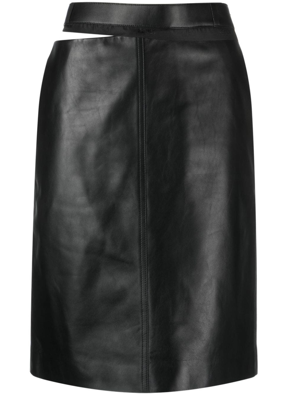 Logo-Waistband Leather Skirt - Black (FW23)