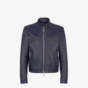 FENDI Blueberry Leather Outerwear Jacket