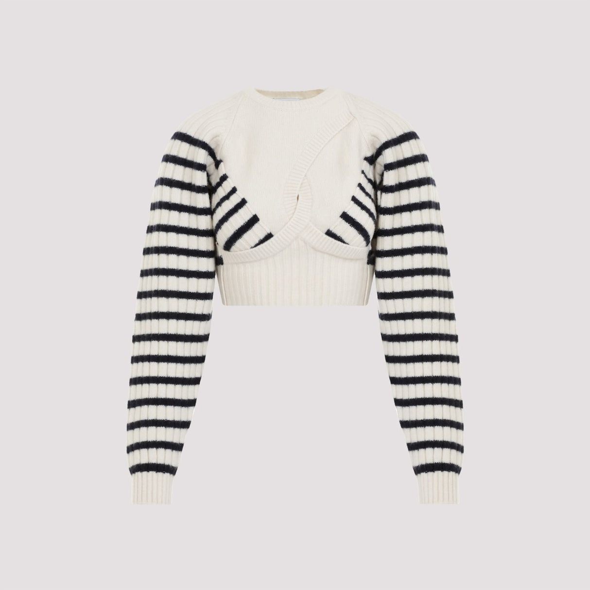 JEAN PAUL GAULTIER Nautical Stripe Merino Wool Blend Crop Pullover